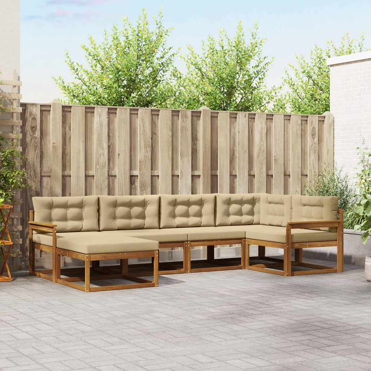 Set vanjskih sofa 6 kom. Prirodna i bež Smeđa 327 x 168,5 x 73 cm