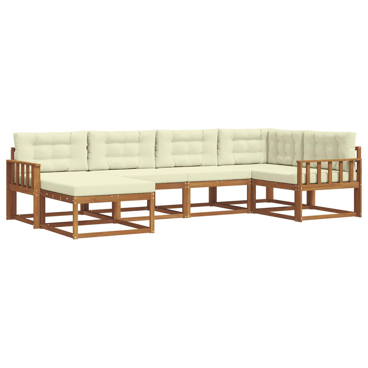 Set vanjskih sofa 6 kom. Prirodna i krem Smeđa 327 x 168,5 x 73 cm