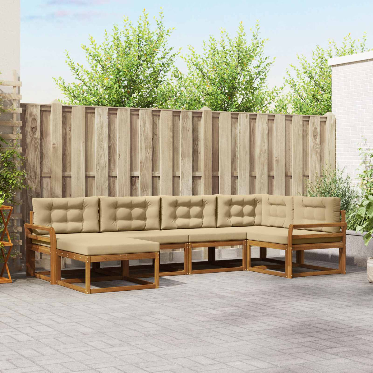 Set vanjskih sofa 6 kom. Prirodna i bež Smeđa 329 x 170,5 x 73 cm