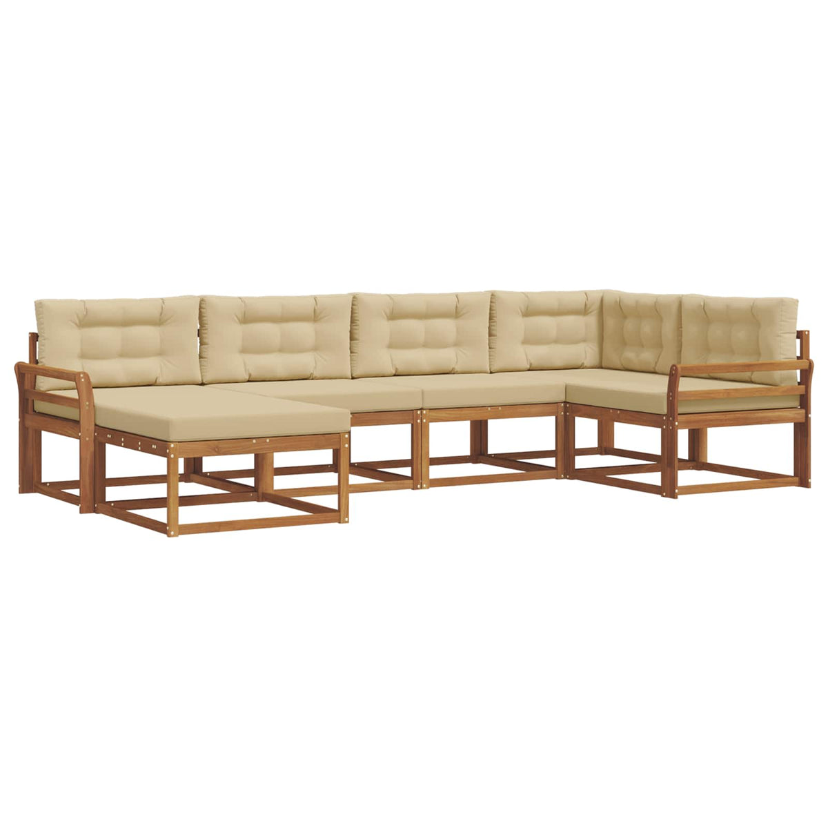 Set vanjskih sofa 6 kom. Prirodna i bež Smeđa 329 x 170,5 x 73 cm