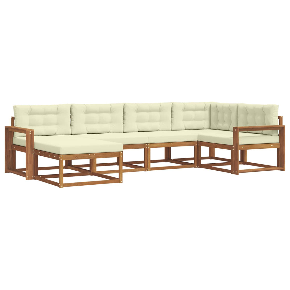 Set vanjskih sofa 6 kom. Prirodna i krem Smeđa 331 x 172,5 x 73 cm