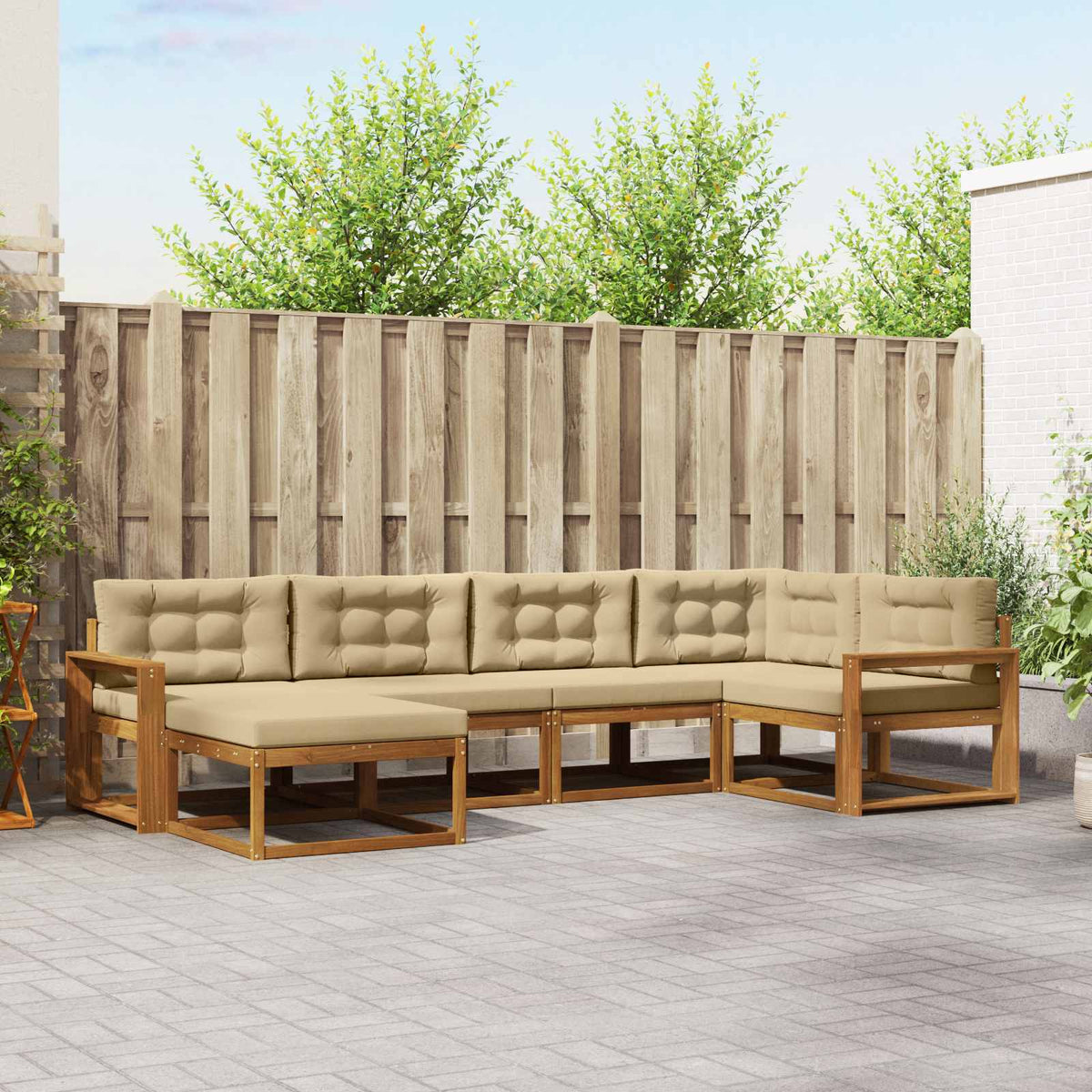 Set vanjskih sofa 6 kom. Prirodna i bež Smeđa 331 x 172,5 x 73 cm