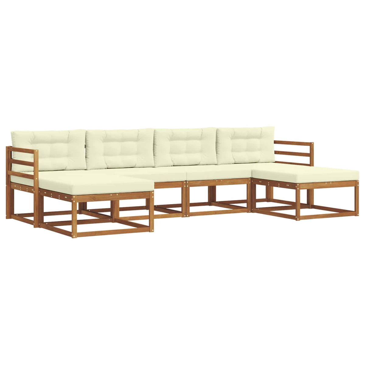 Set vanjskih sofa 6 kom. Prirodna i krem Smeđa 325 x 162,5 x 73 cm