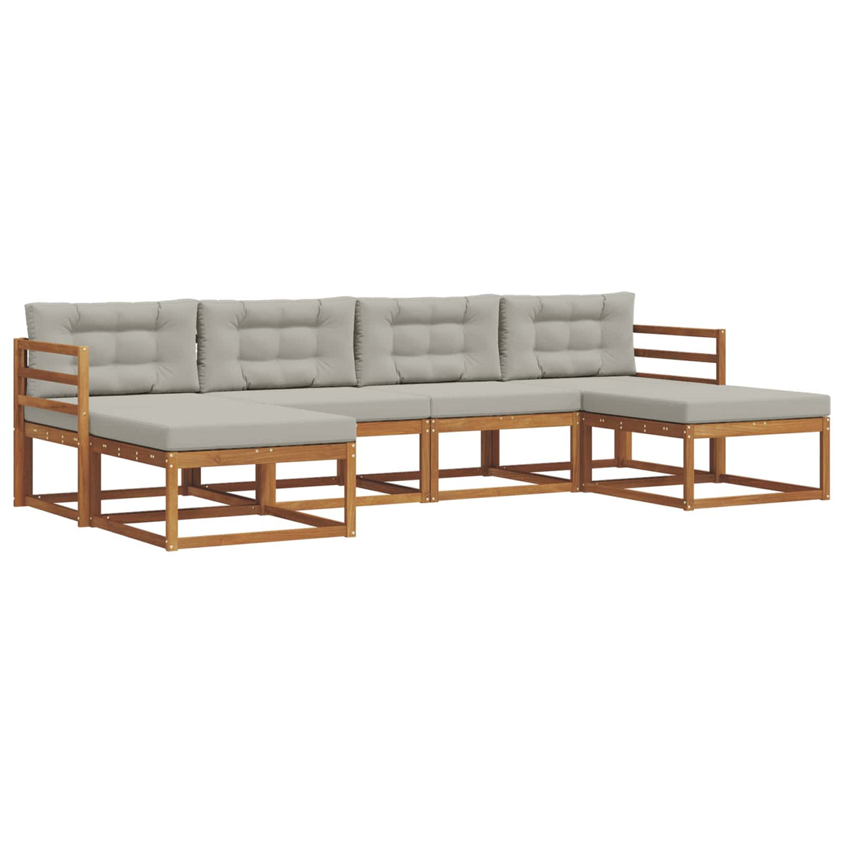 Set vanjskih sofa 6 kom. Prirodna i svjetlosiva Smeđa 325 x 162,5 x 73 cm