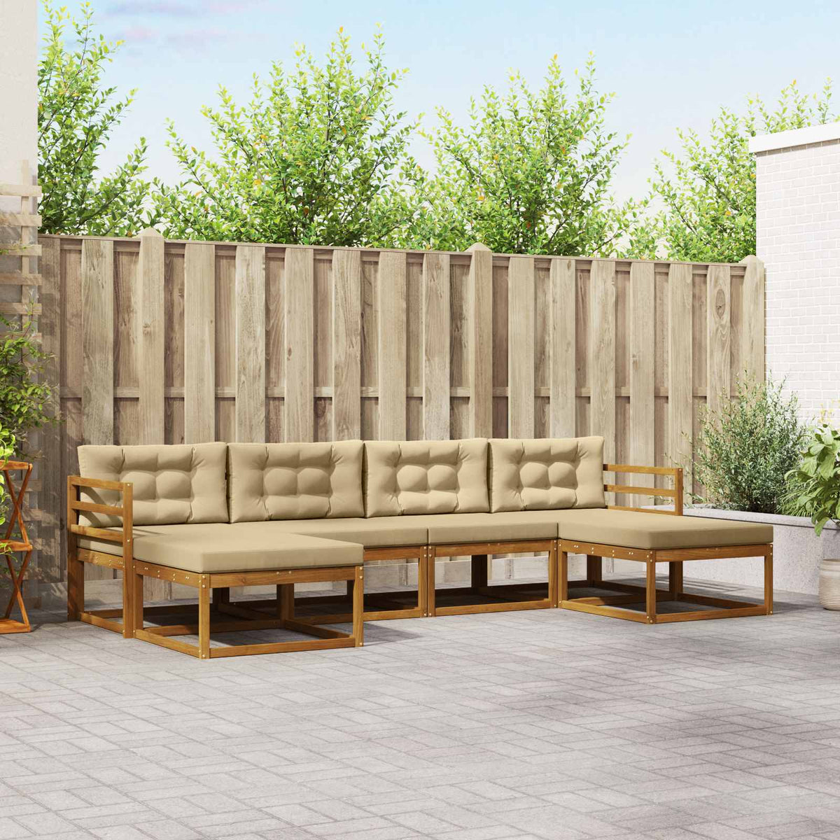 Set vanjskih sofa 6 kom. Prirodna i bež Smeđa 325 x 162,5 x 73 cm