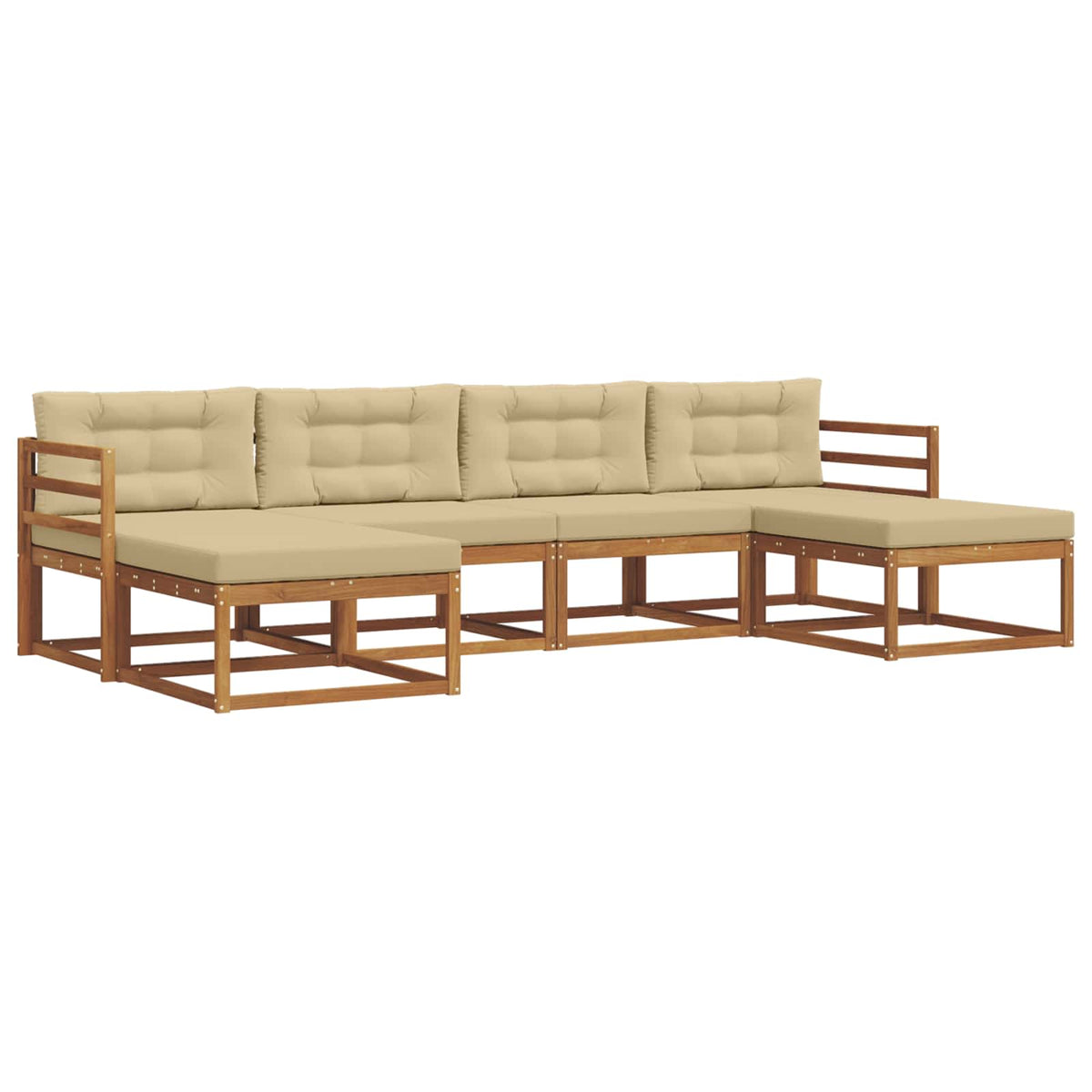 Set vanjskih sofa 6 kom. Prirodna i bež Smeđa 325 x 162,5 x 73 cm