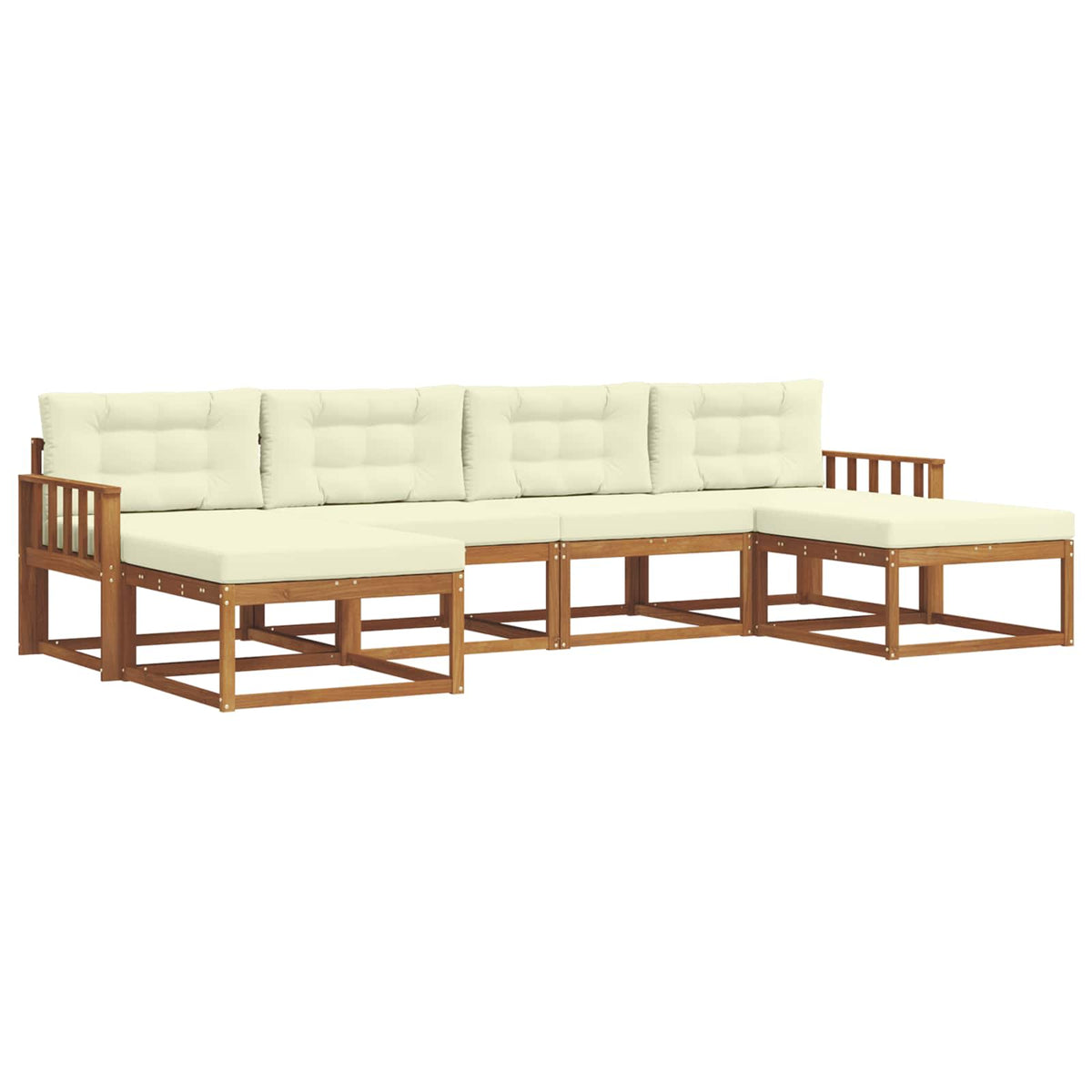 Set vanjskih sofa 6 kom. Prirodna i krem Smeđa 329 x 162,5 x 73 cm