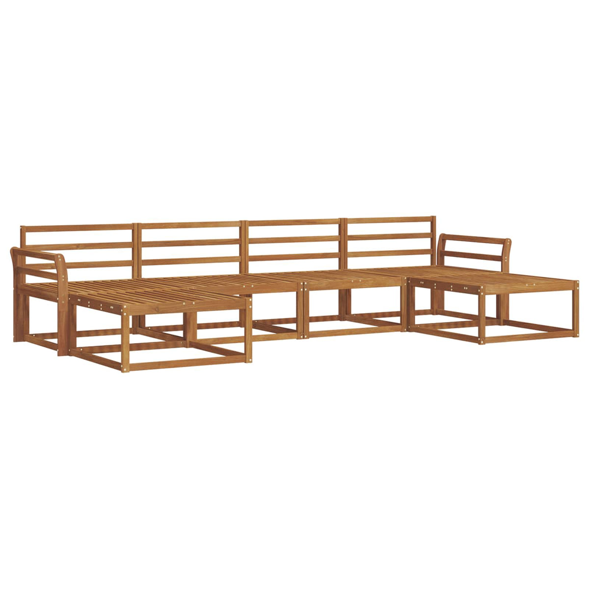 Set vanjskih sofa 6 kom. Prirodna Čvrsto drvo akacije Smeđa 333 x 162,5 x 73 cm