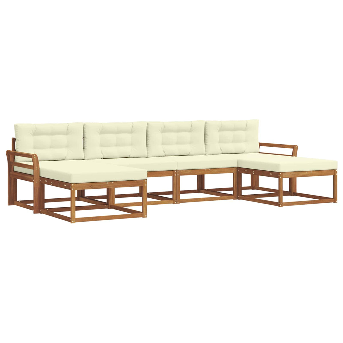 Set vanjskih sofa 6 kom. Prirodna i krem Smeđa 333 x 162,5 x 73 cm