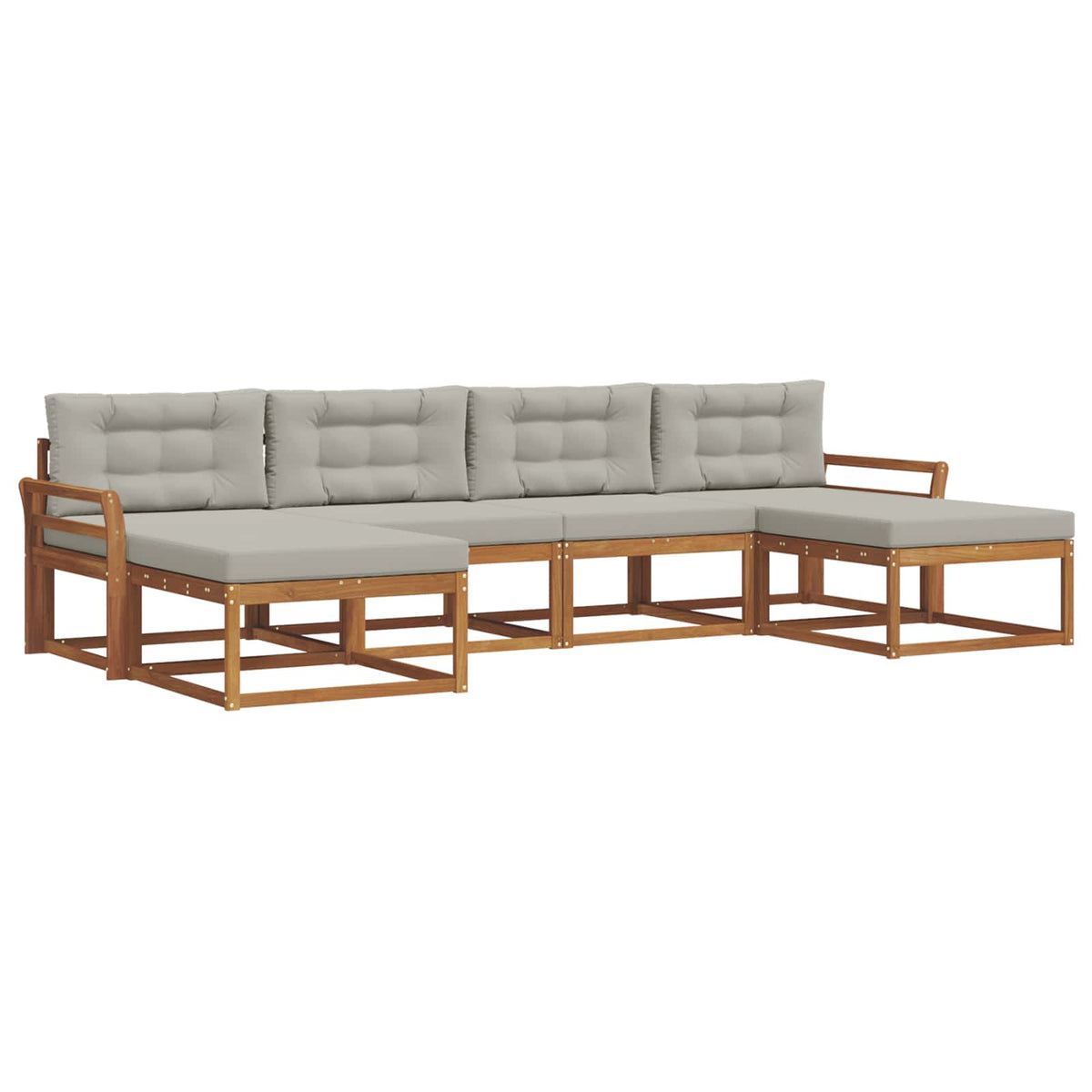 Set vanjskih sofa 6 kom. Prirodna i svijetlo siva Smeđa 333 x 162,5 x 73 cm