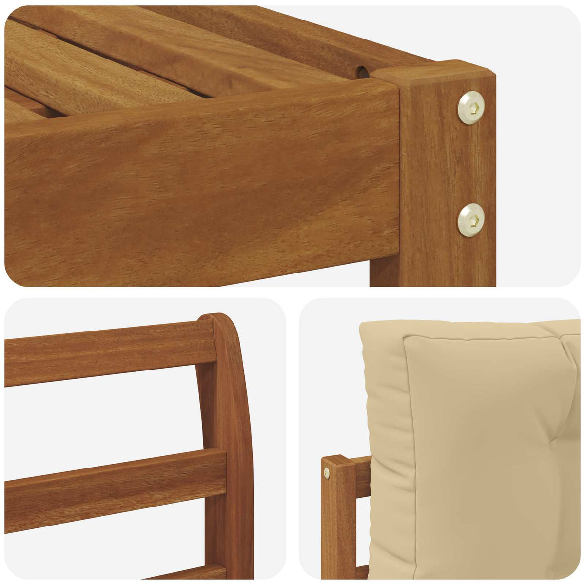 Set vanjskih sofa 6 kom. Prirodna i bež Smeđa 333 x 162,5 x 73 cm