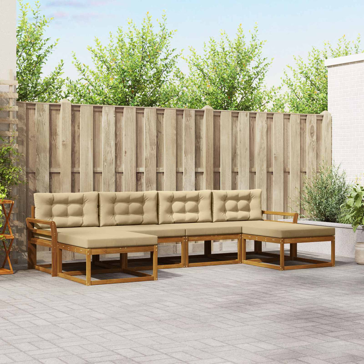 Set vanjskih sofa 6 kom. Prirodna i bež Smeđa 333 x 162,5 x 73 cm