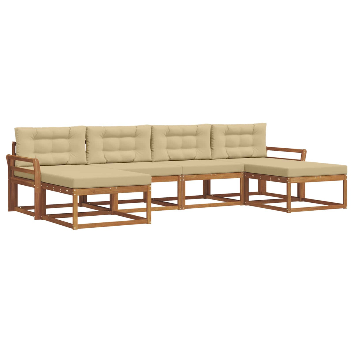 Set vanjskih sofa 6 kom. Prirodna i bež Smeđa 333 x 162,5 x 73 cm