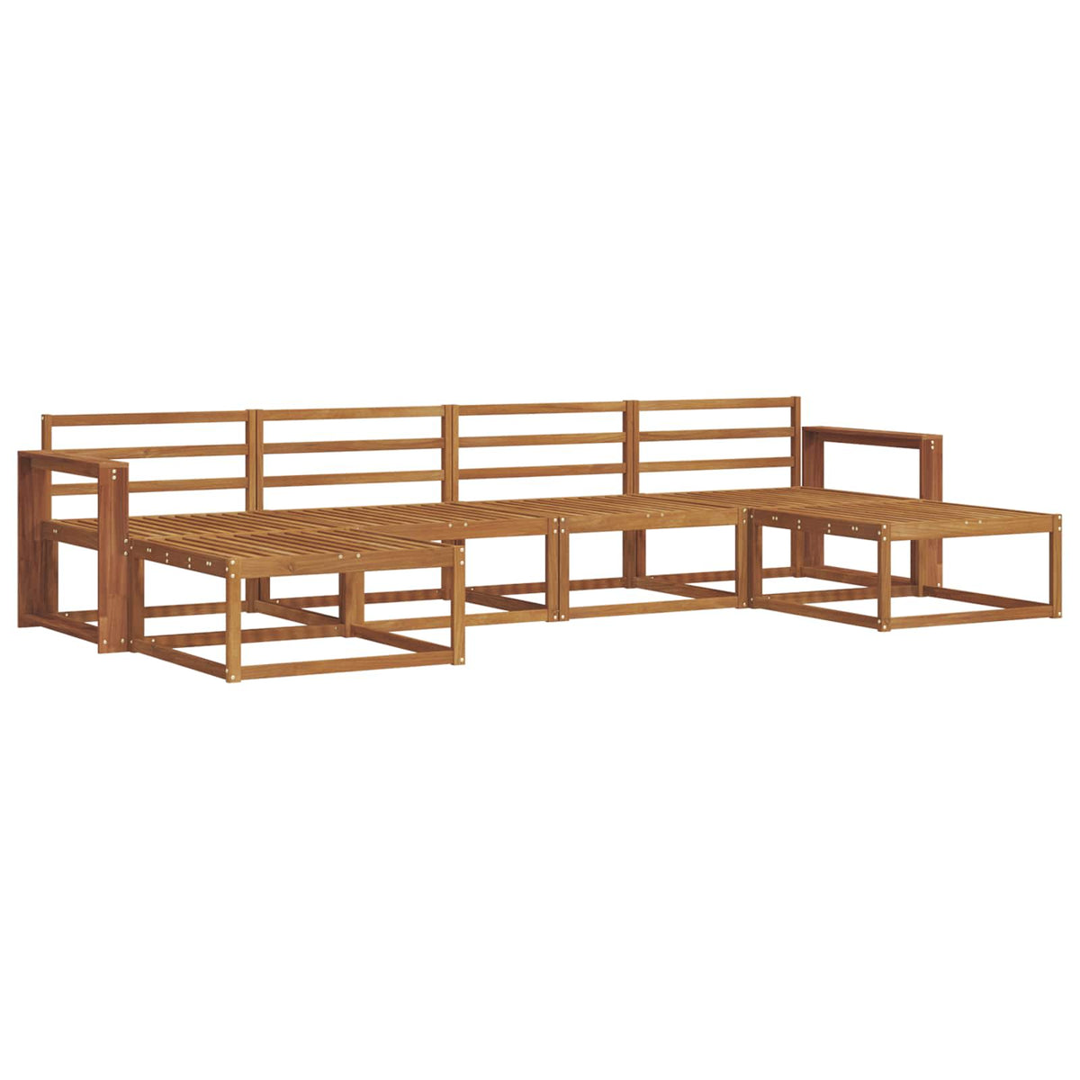Set vanjskih sofa 6 kom. Prirodna Čvrsto drvo akacije Smeđa 337 x 162,5 x 73 cm