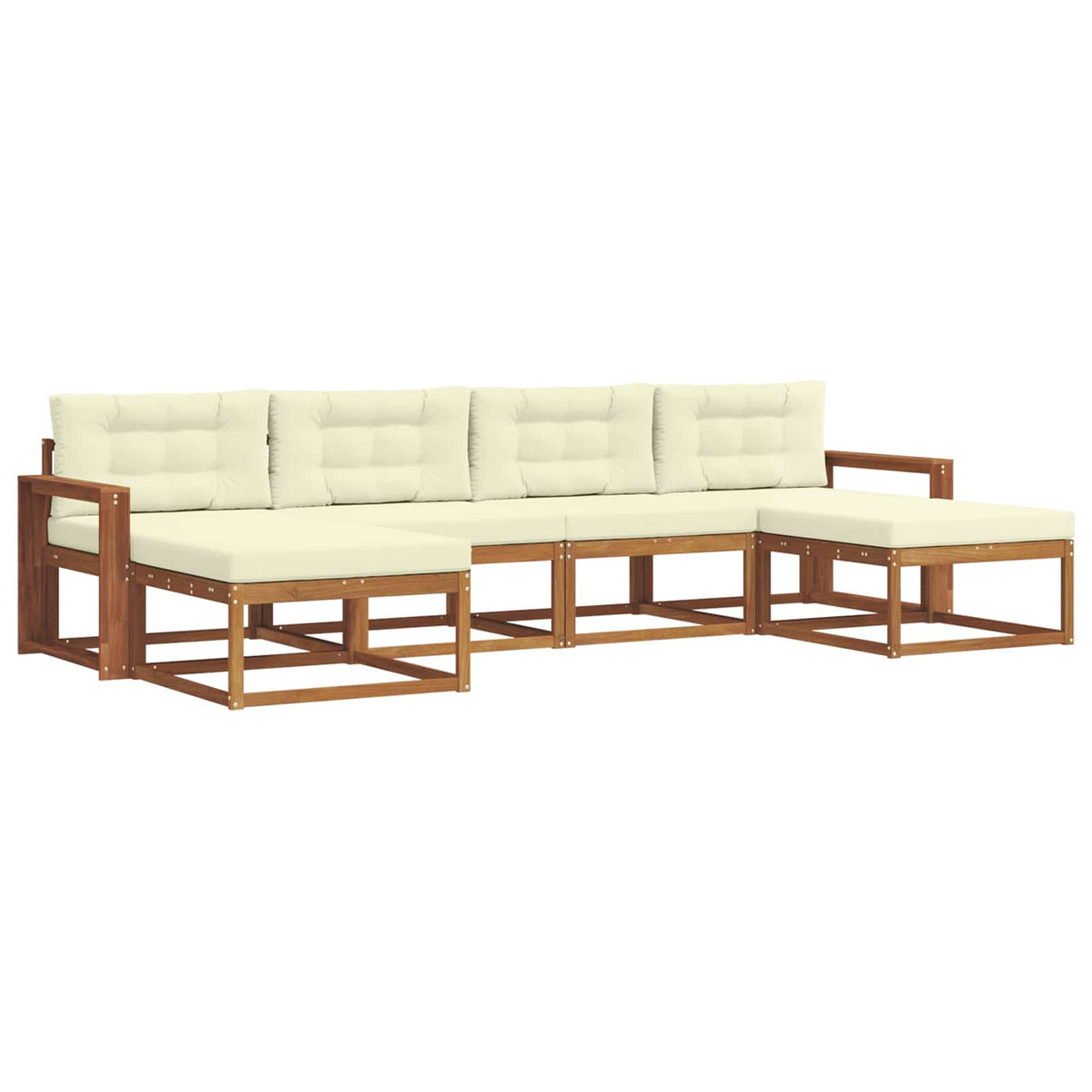 Set vanjskih sofa 6 kom. Prirodna i krem Smeđa 337 x 162,5 x 73 cm