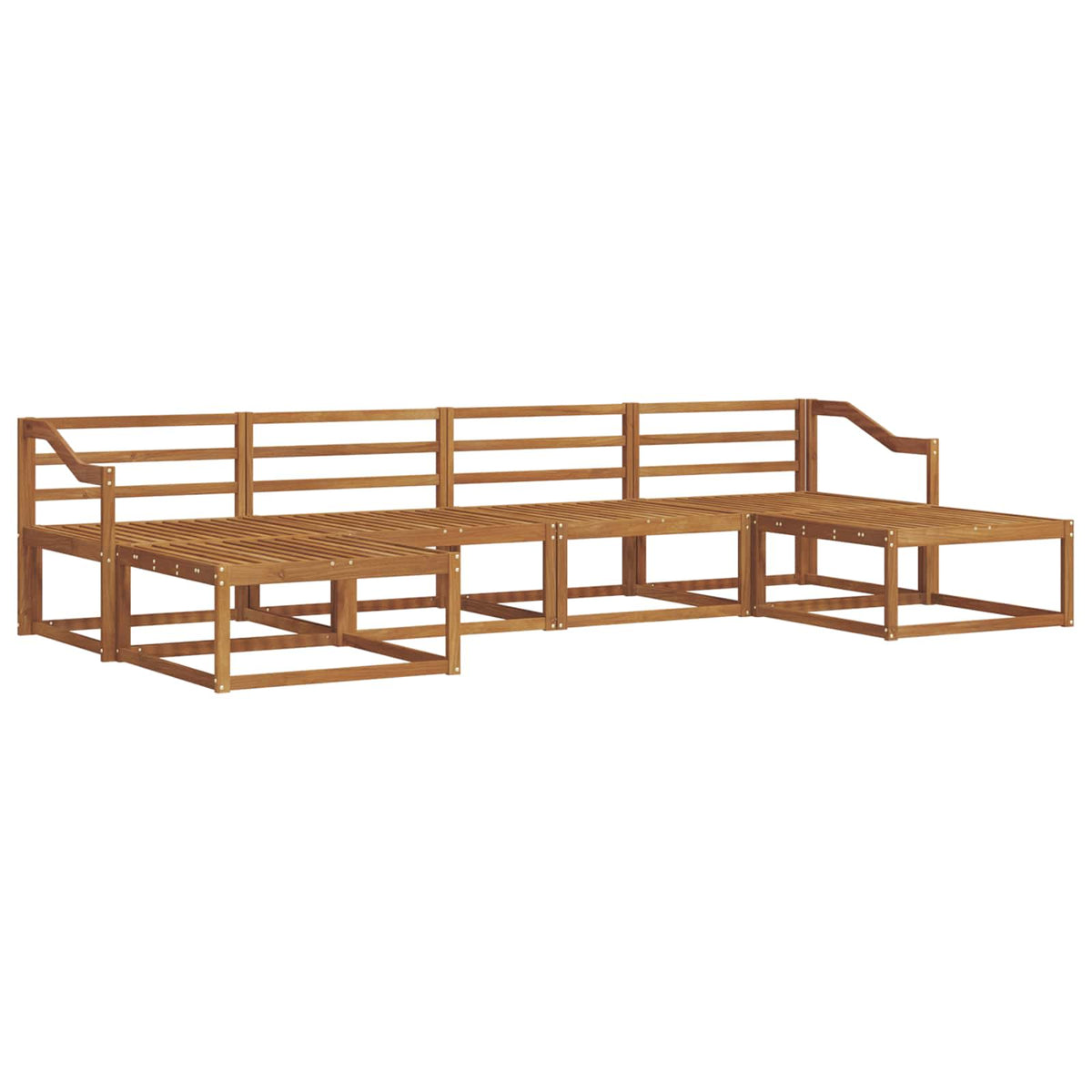 Set vanjskih sofa 6 kom. Prirodna Čvrsto drvo akacije Smeđa 325 x 162,5 x 73 cm