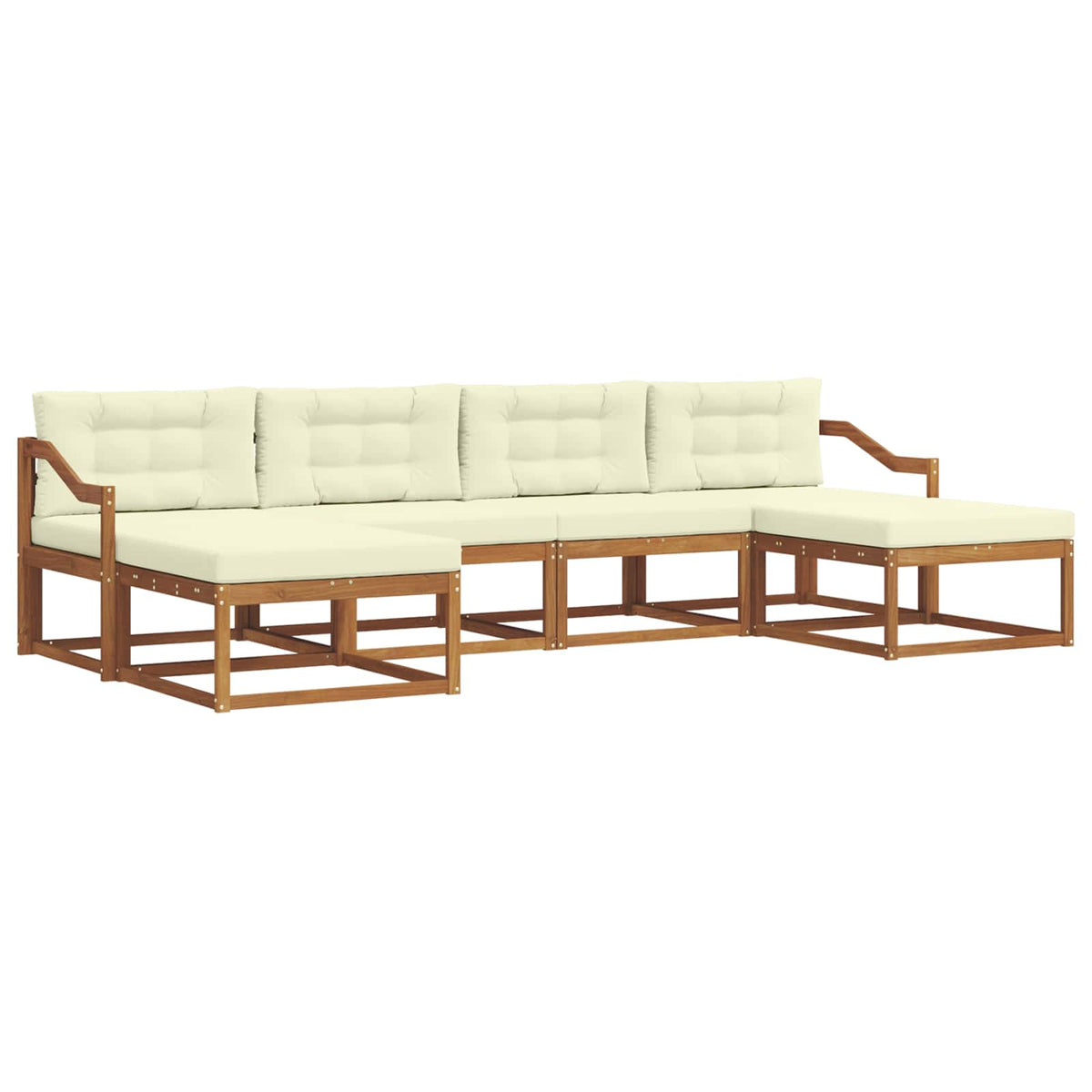 Set vanjskih sofa 6 kom. Prirodna i krem Smeđa 325 x 162,5 x 73 cm