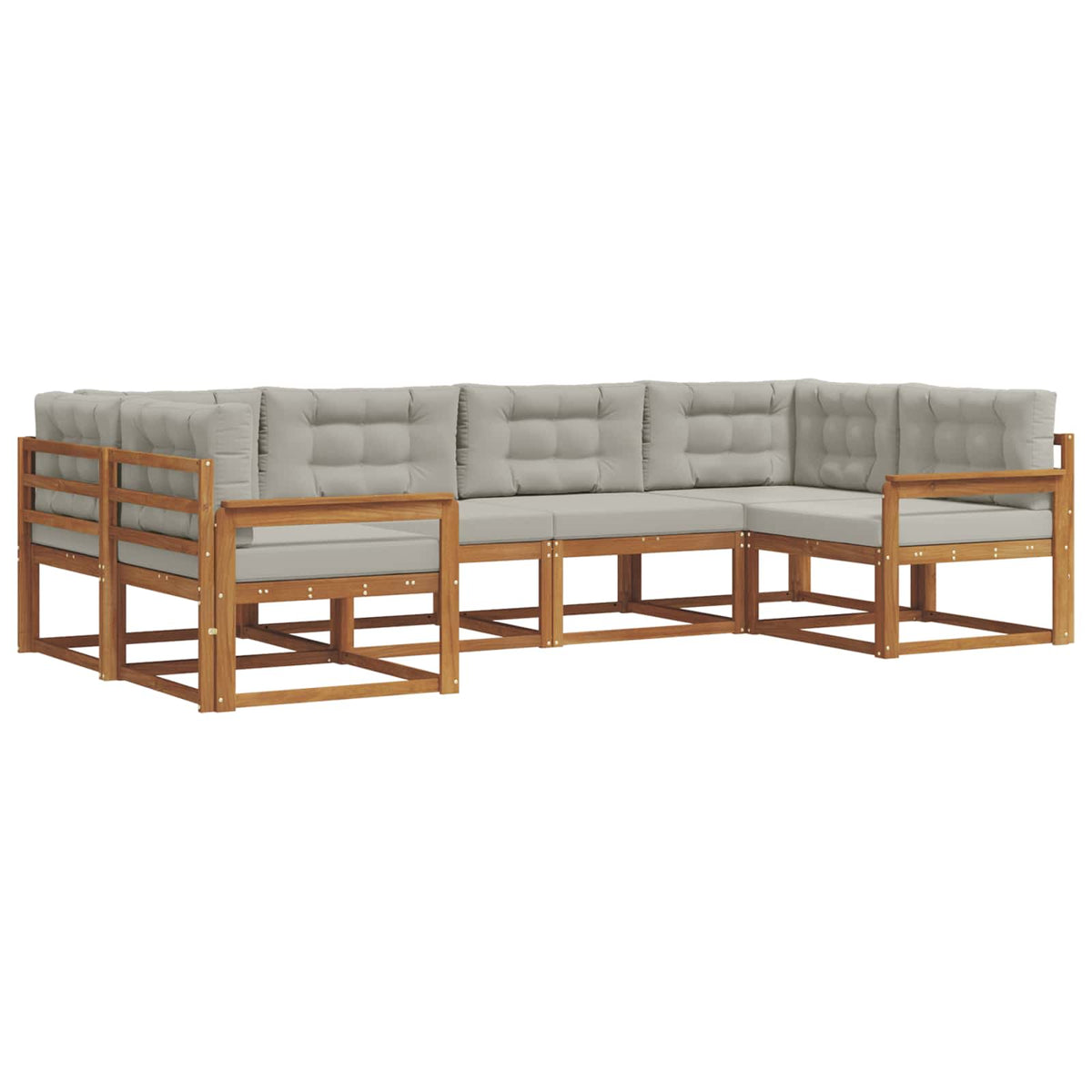 Set vanjskih sofa 6 kom. Prirodna i svijetlo siva Smeđa 325 x 168,5 x 73 cm