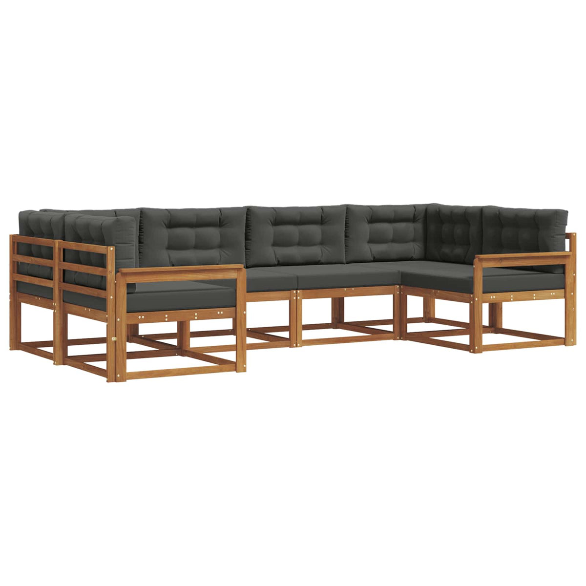 Set vanjskih sofa 6 kom. Prirodna i antracit Smeđa 325 x 168,5 x 73 cm