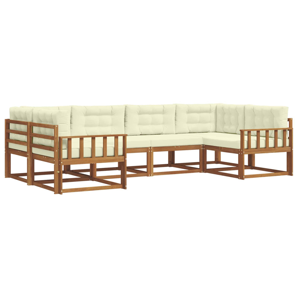 Set vanjskih sofa 6 kom. Prirodna i krem Smeđa 325 x 168,5 x 73 cm