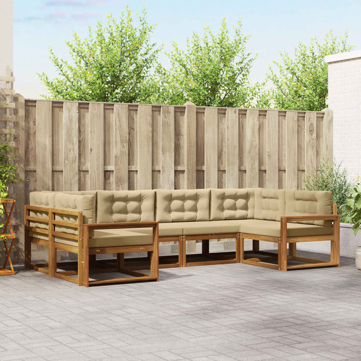 Set vanjskih sofa 6 kom. Prirodna i bež Smeđa 325 x 172,5 x 73 cm
