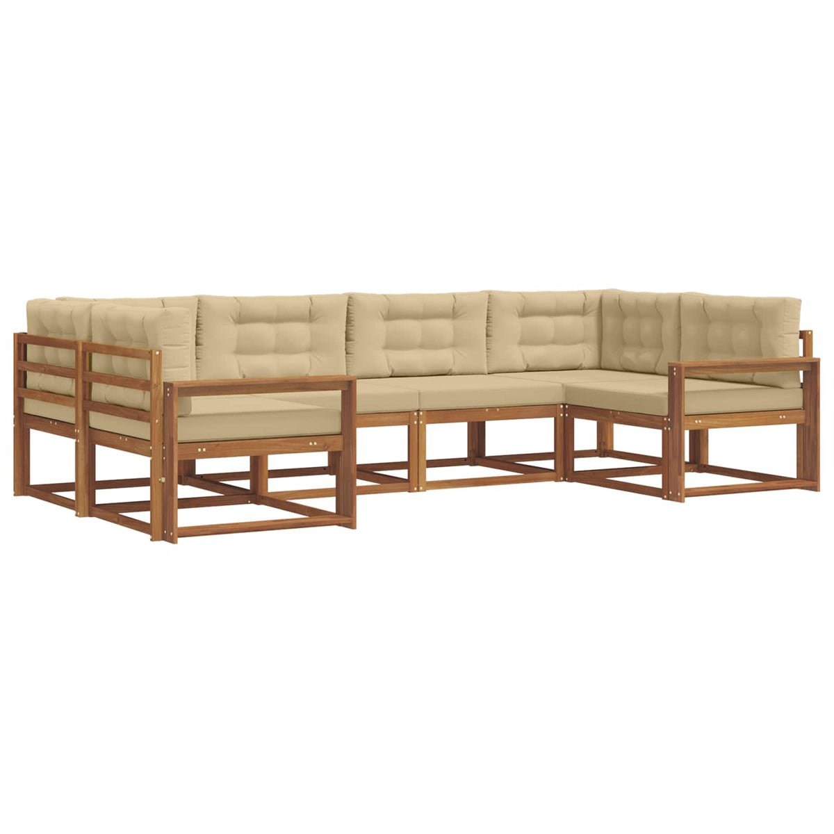 Set vanjskih sofa 6 kom. Prirodna i bež Smeđa 325 x 172,5 x 73 cm