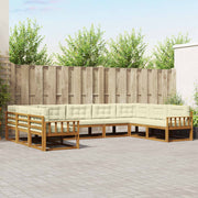 Set vanjskih sofa 9 kom. Prirodna i krem Smeđa 404 x 247,5 x 73 cm