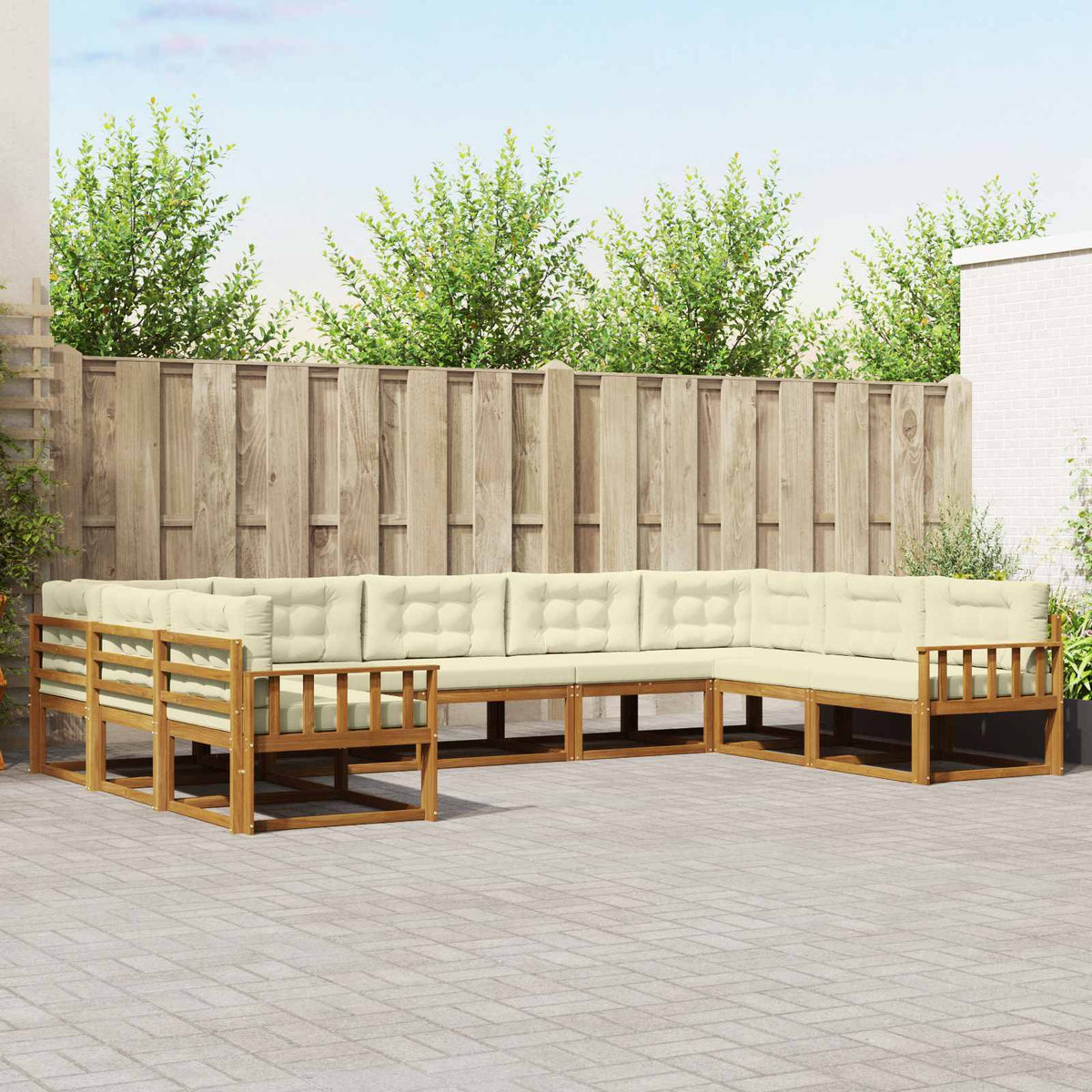 Set vanjskih sofa 9 kom. Prirodna i krem Smeđa 404 x 247,5 x 73 cm