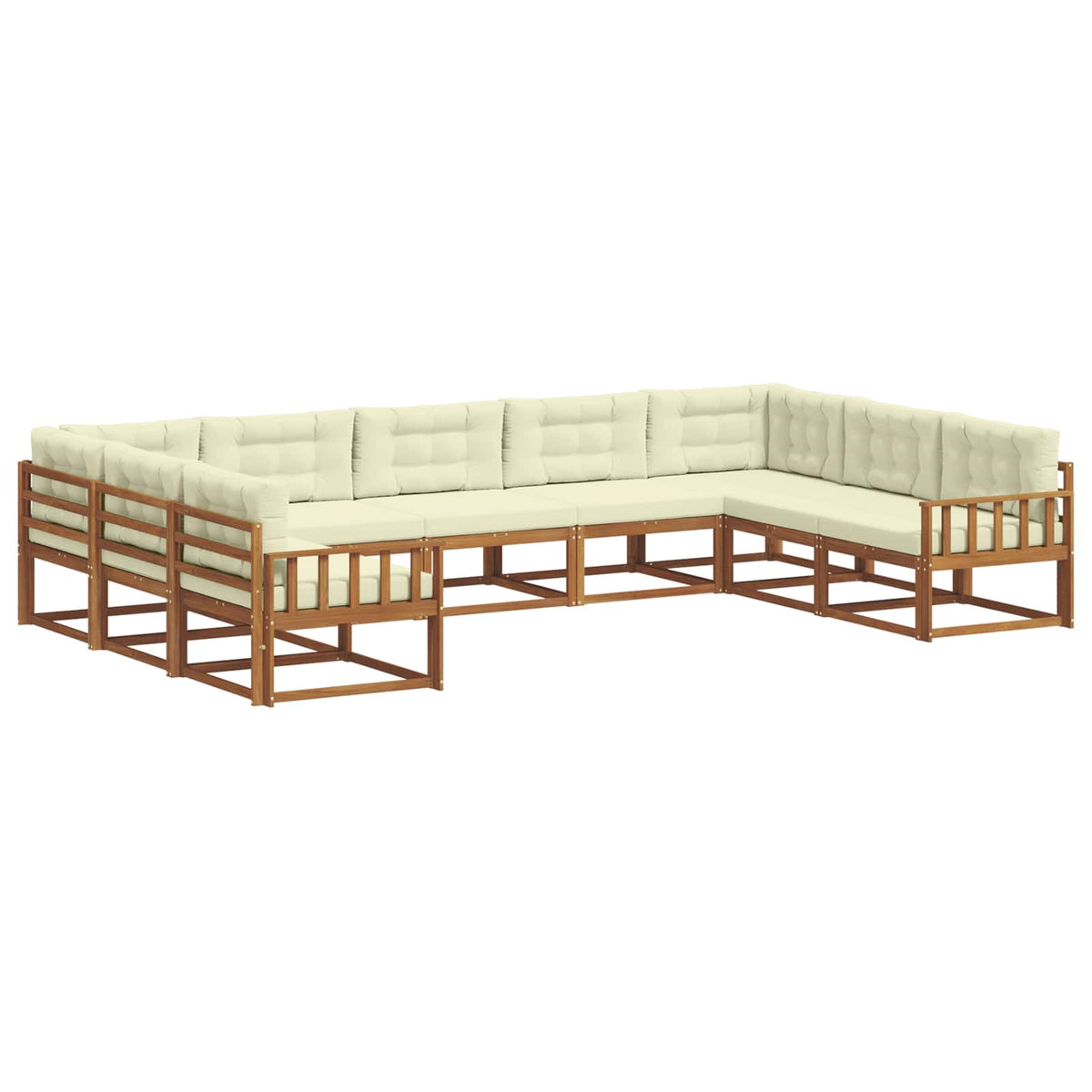Set vanjskih sofa 9 kom. Prirodna i krem Smeđa 404 x 247,5 x 73 cm