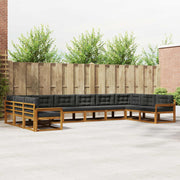 Set vanjskih sofa 10 kom. Prirodna i antracit Smeđa 483 x 247,5 x 73 cm