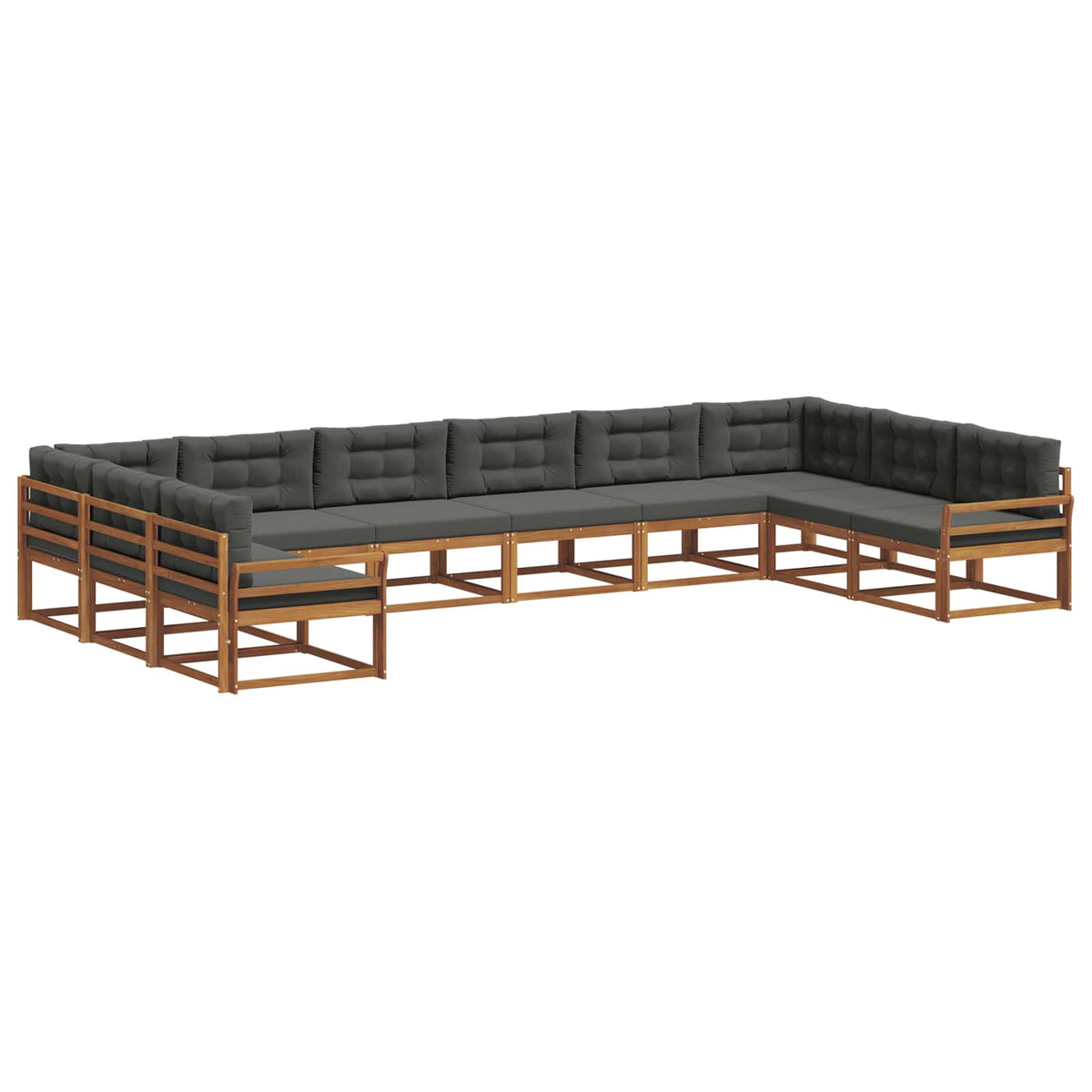 Set vanjskih sofa 10 kom. Prirodna i antracit Smeđa 483 x 250 x 73 cm