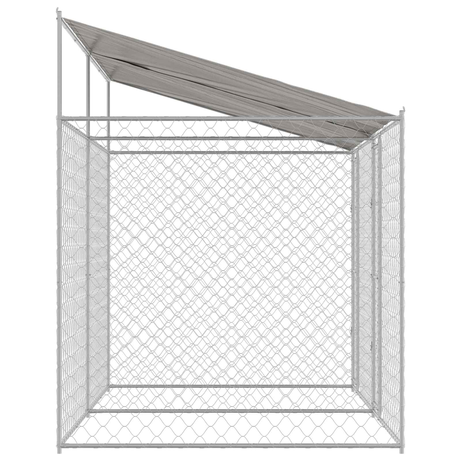 Kavez za psa s krovom Srebrno 400 x 200 x 256 cm Čelik i PE
