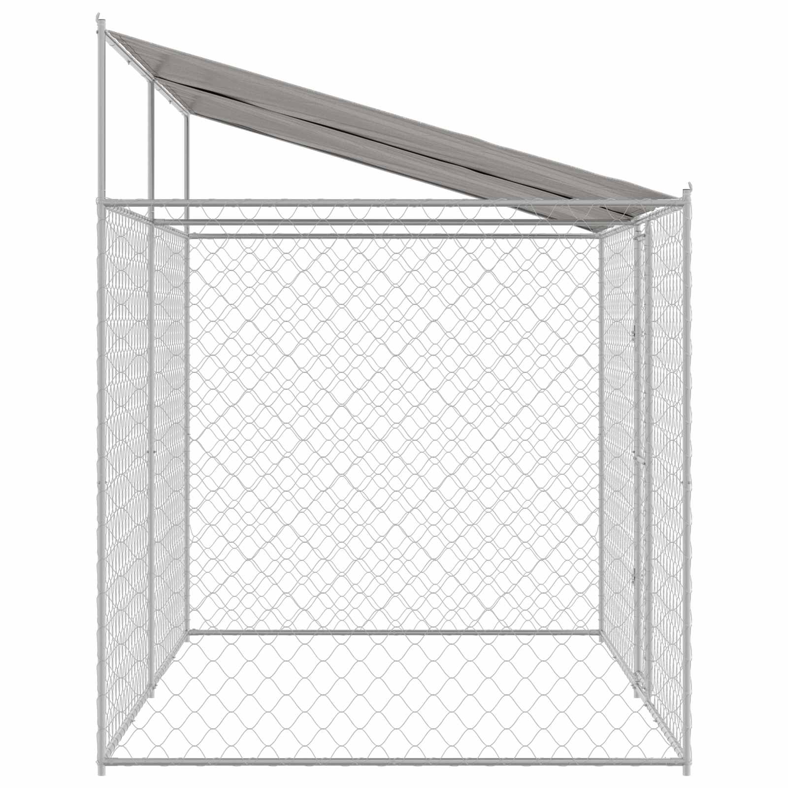 Kavez za psa s krovom Srebrno 400 x 200 x 256 cm Čelik i PE