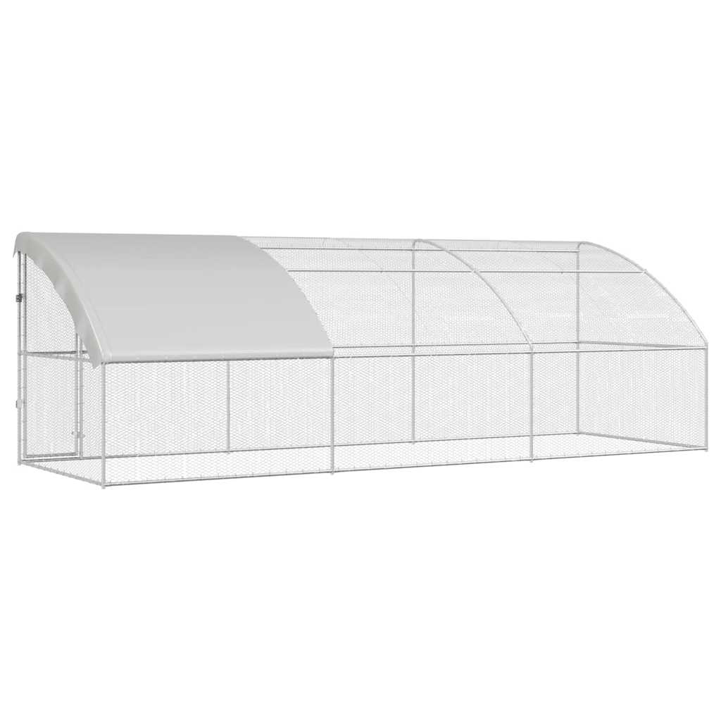 Kavez za piliće 3 pcs Srebrno 600 x 200 x 200 cm Čelik i PE
