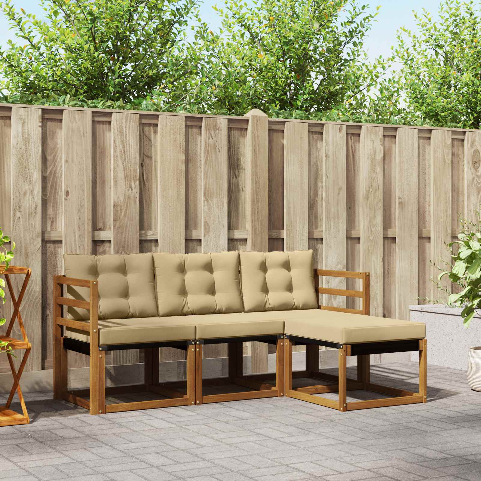 Set vanjskih sofa s jastukom 4 pcs Prirodna i bež