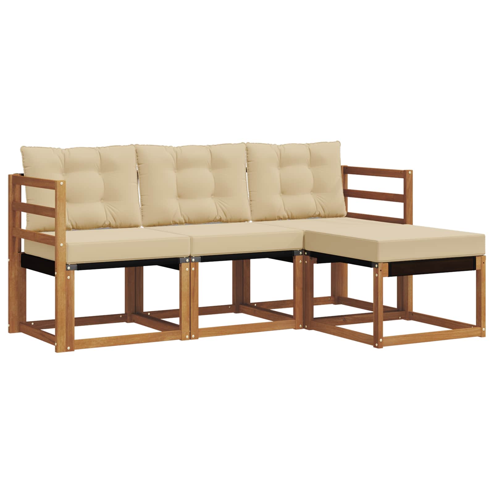 Set vanjskih sofa s jastukom 4 pcs Prirodna i bež
