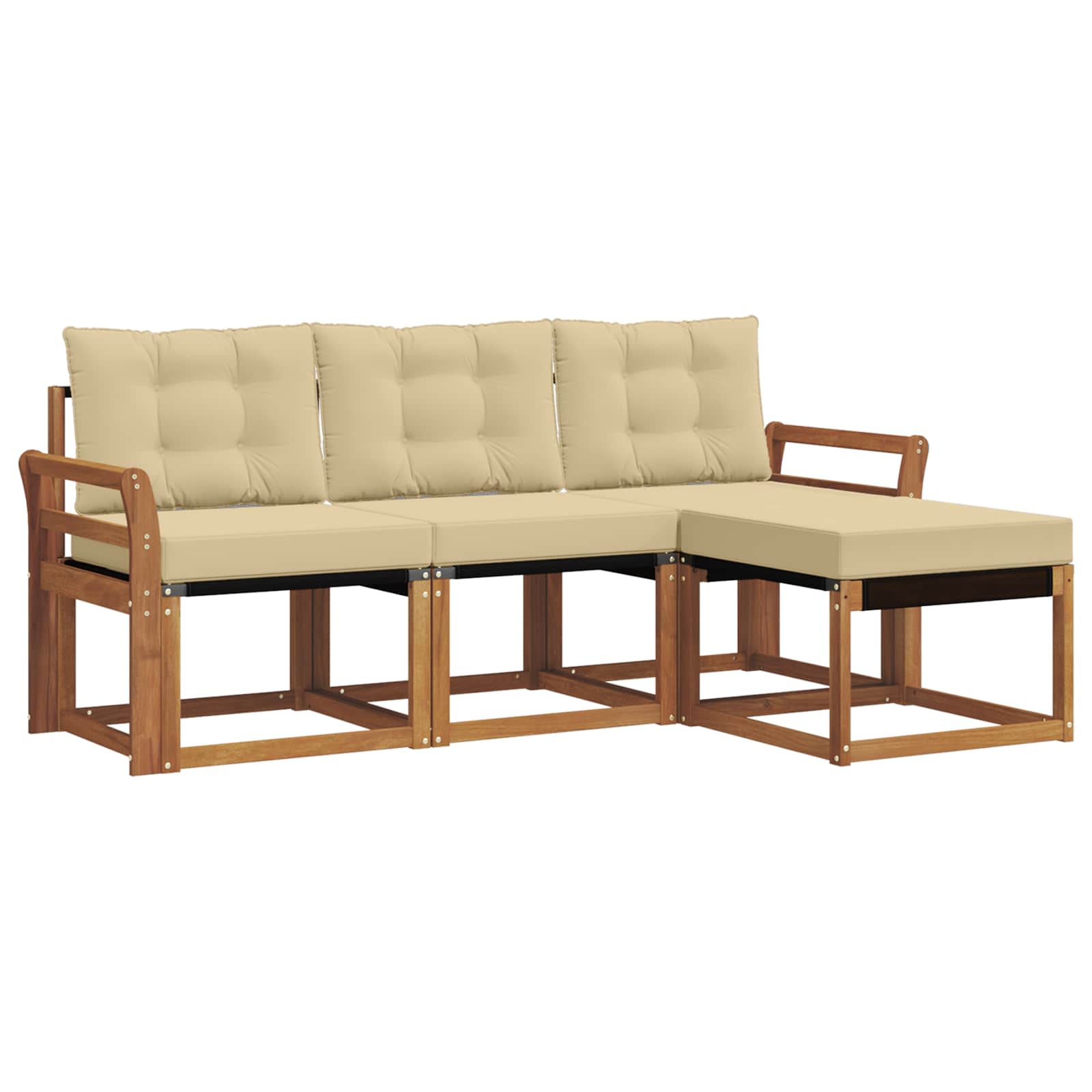 Set vanjskih sofa s jastukom 4 pcs Prirodna i bež