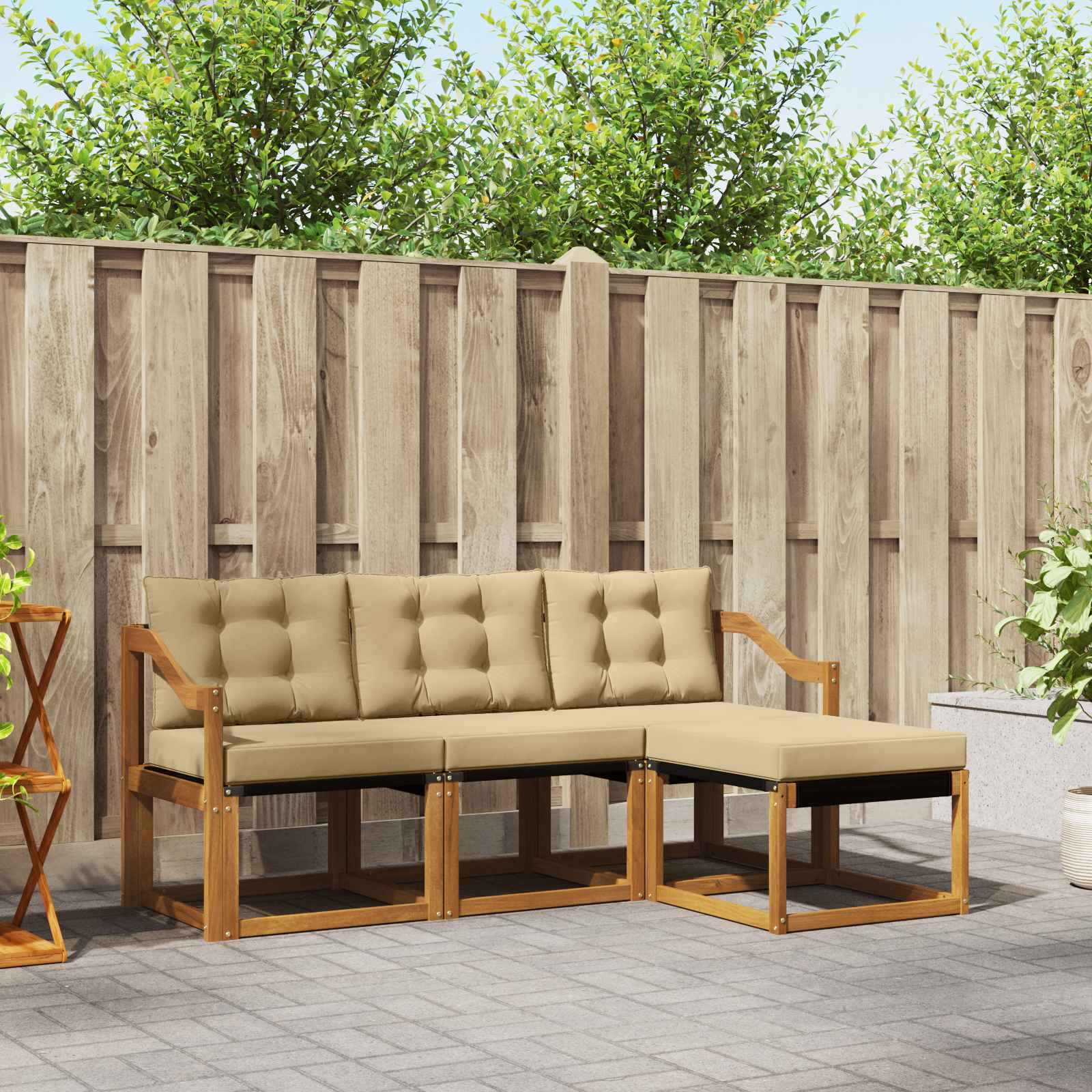Set vanjskih sofa s jastukom 4 pcs Prirodna i bež