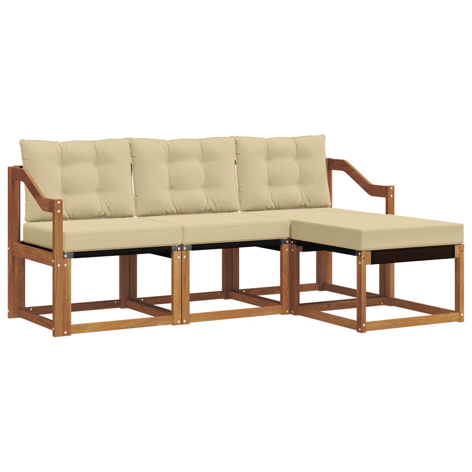 Set vanjskih sofa s jastukom 4 pcs Prirodna i bež