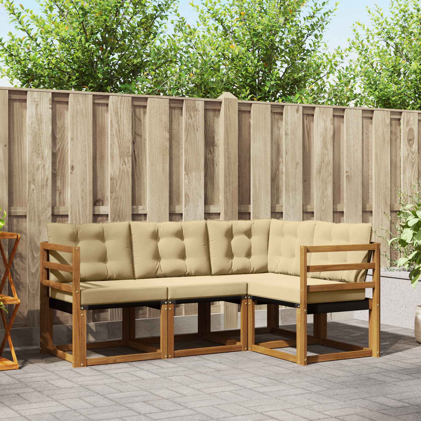 Set vanjskih sofa s jastukom 4 pcs Prirodna i bež