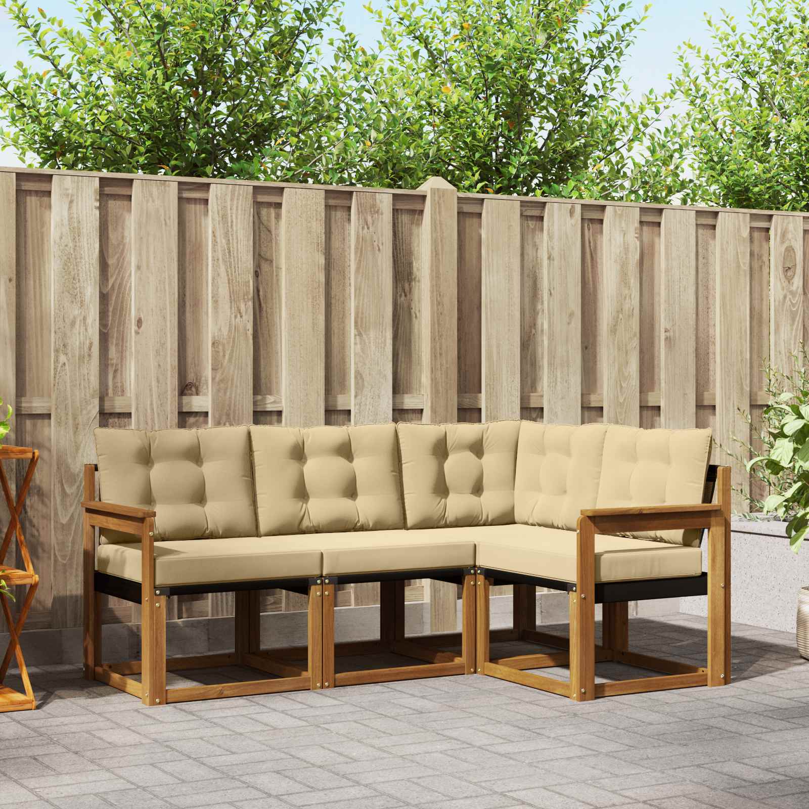 Set vanjskih sofa s jastukom 4 pcs Prirodna i bež
