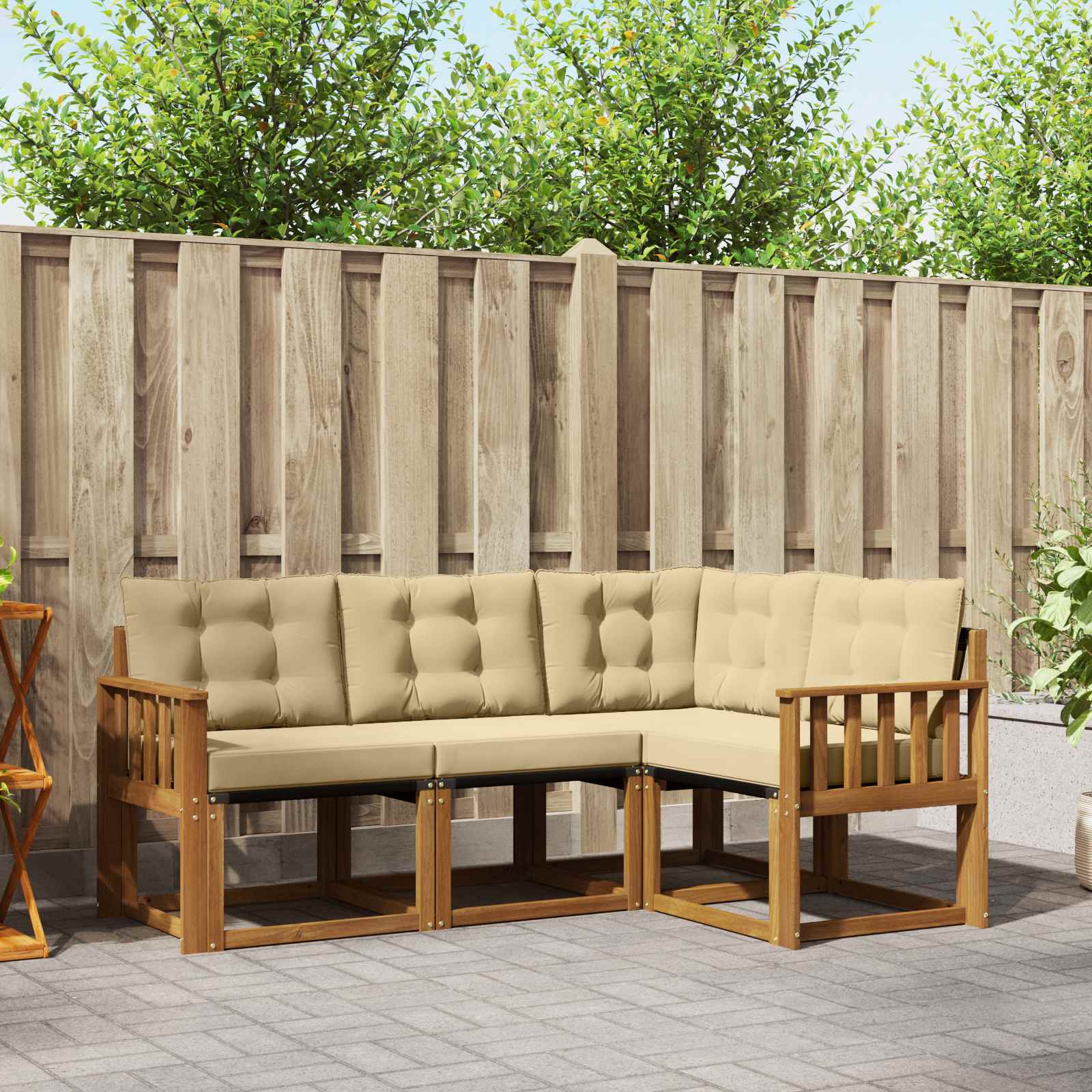 Set vanjskih sofa s jastukom 4 pcs Prirodna i bež