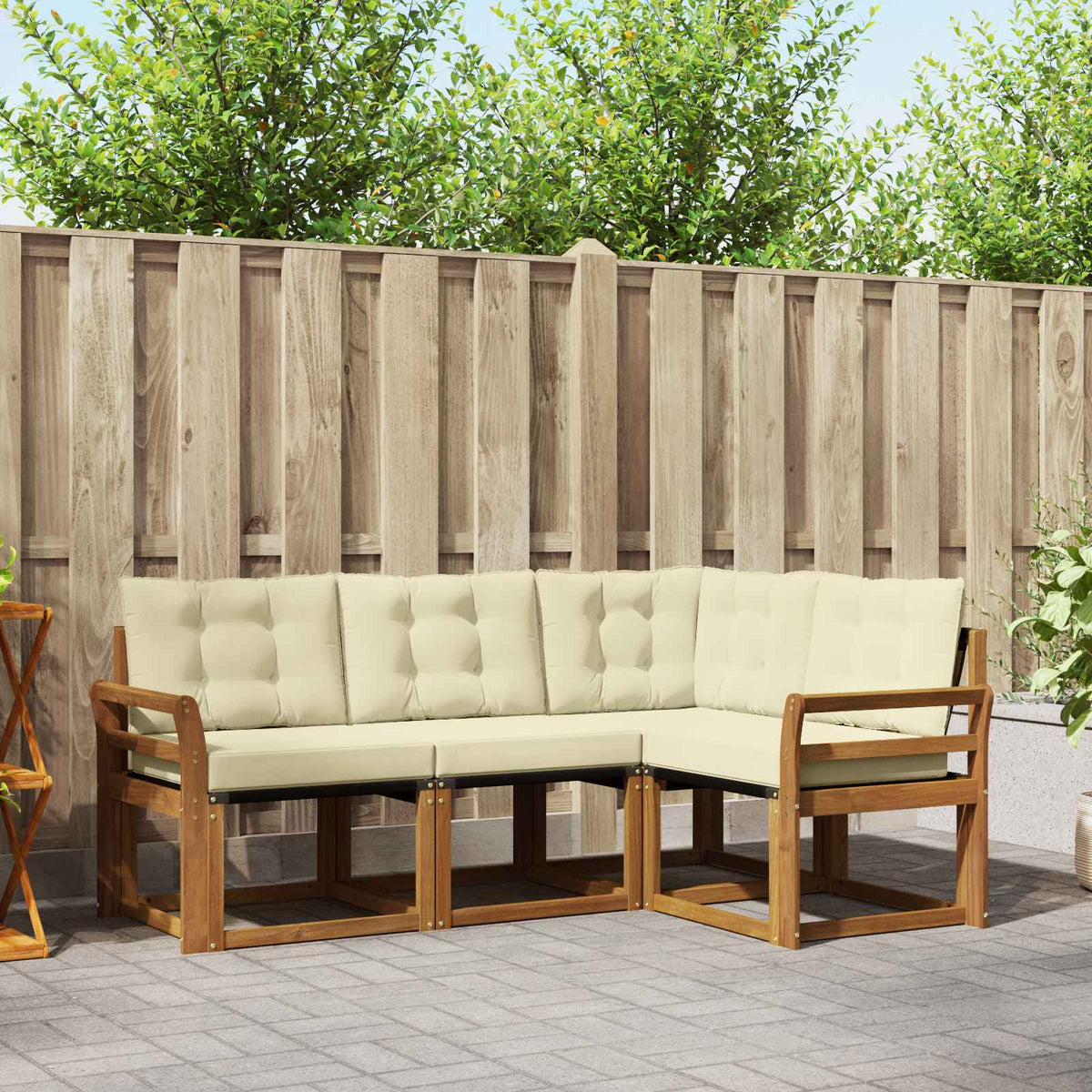 Set vanjskih sofa 4 kom. Prirodna i krem Smeđa 190 x 130,5 x 73 cm