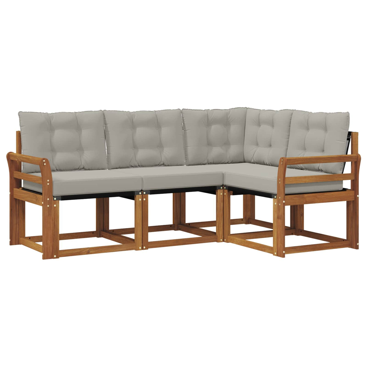 Set vanjskih sofa 4 kom. Prirodna i svijetlo siva Smeđa 190 x 130,5 x 73 cm