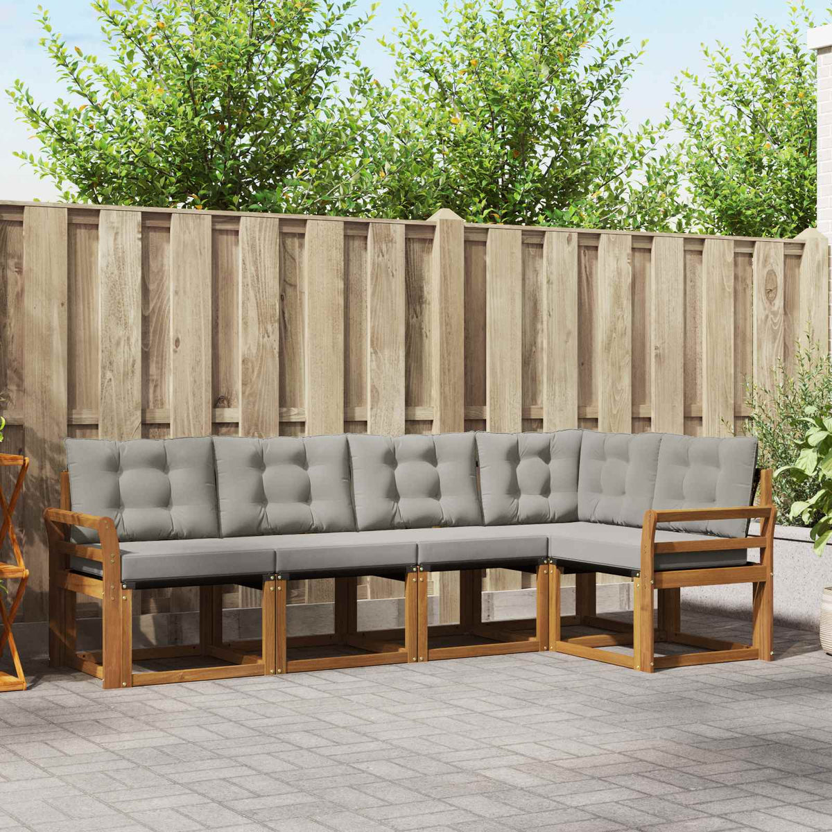 Set vanjskih sofa 5 kom. Prirodna i svijetlo siva Smeđa 249 x 130,5 x 73 cm