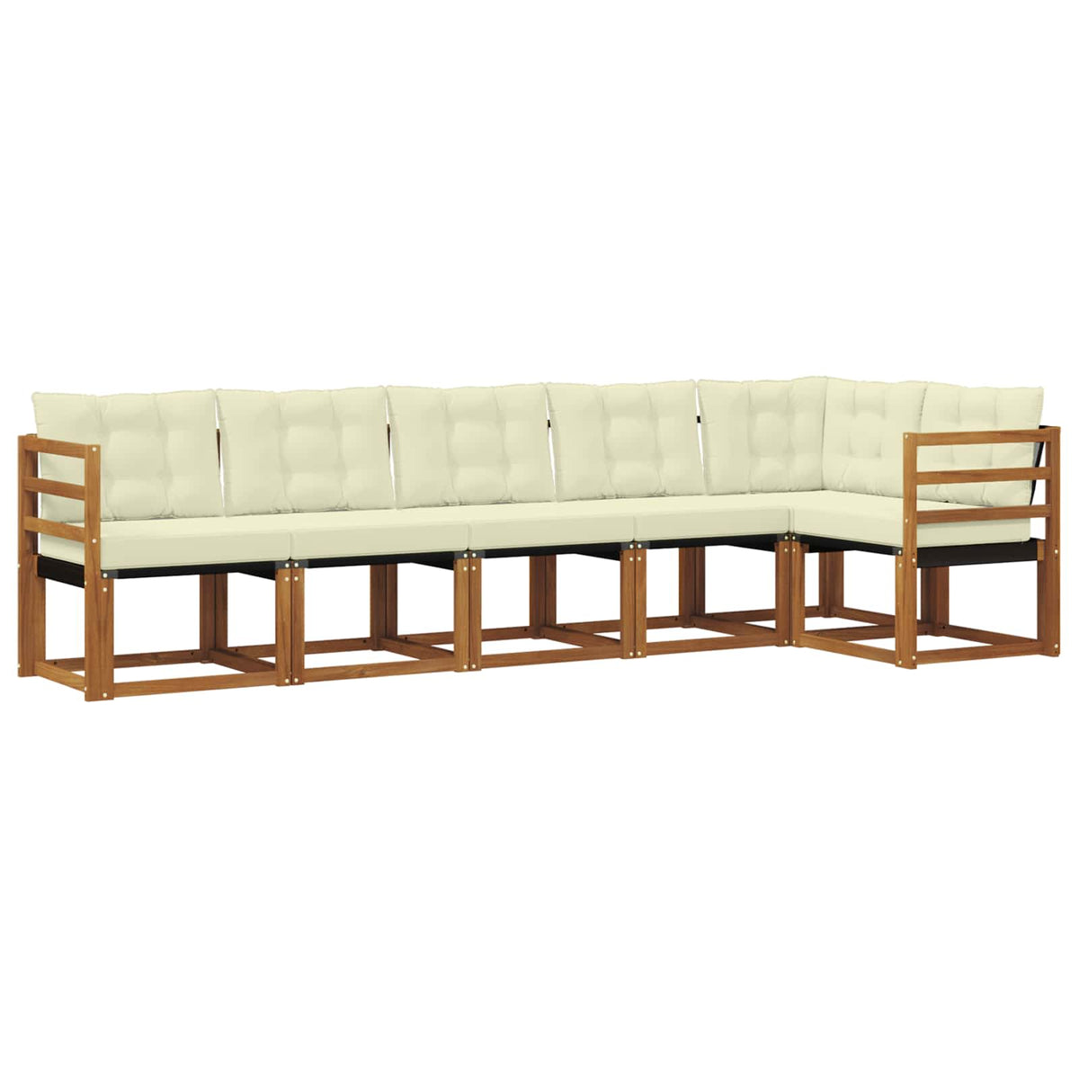 Set vanjskih sofa 6 kom. Prirodna i krem Smeđa 304 x 126,5 x 73 cm