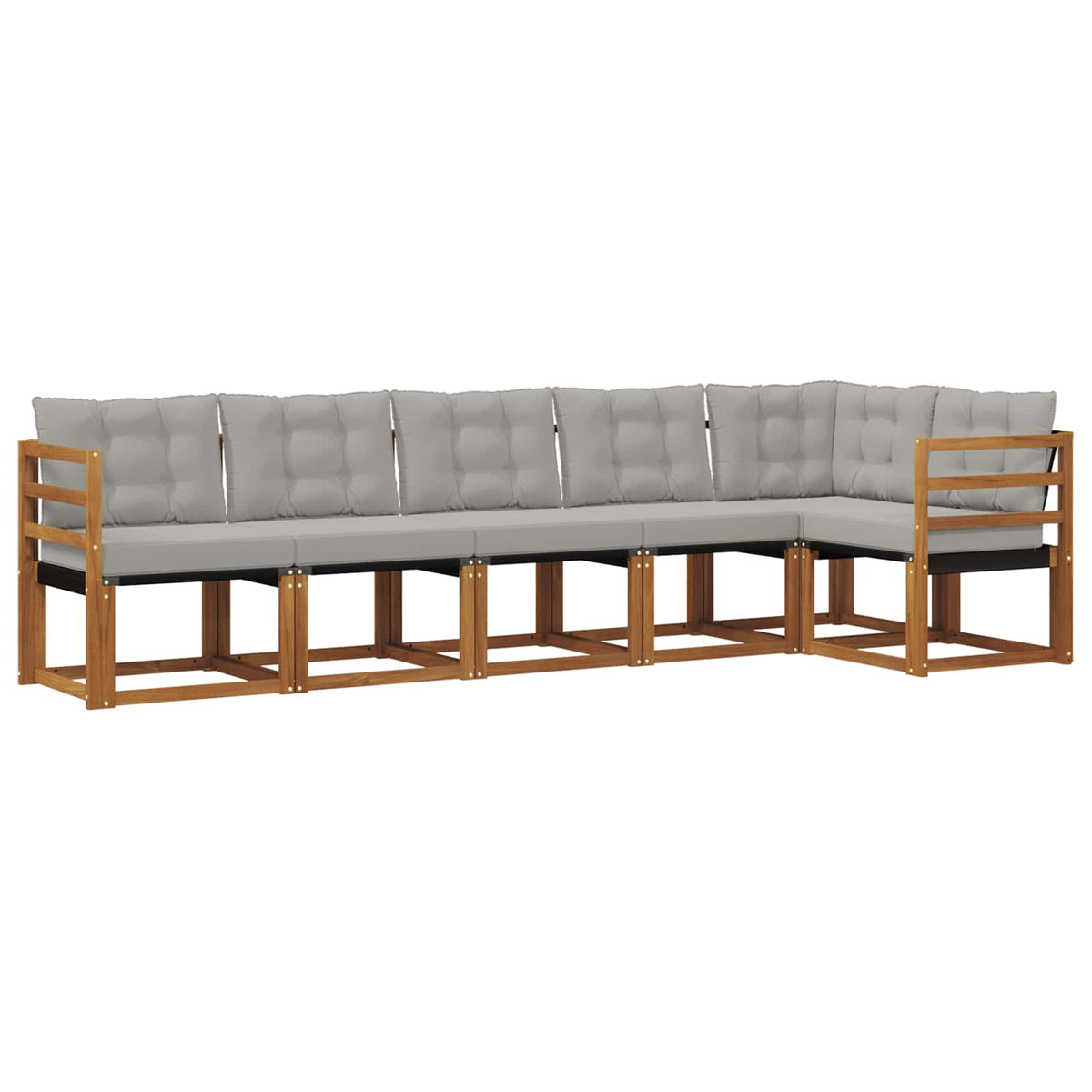 Set vanjskih sofa 6 kom. Prirodna i svijetlo siva Smeđa 304 x 126,5 x 73 cm