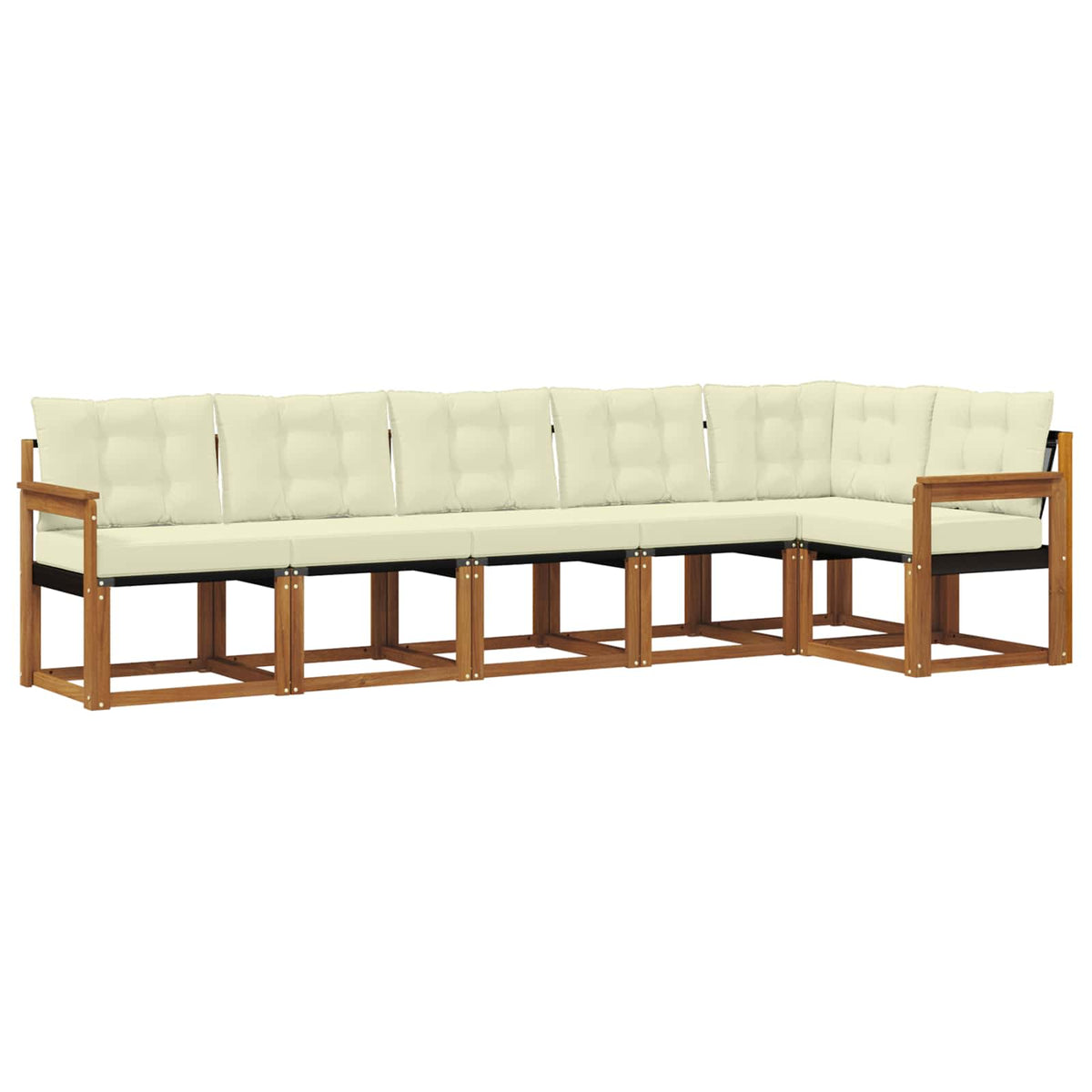 Set vanjskih sofa 6 kom. Prirodna i krem Smeđa 306 x 128,5 x 73 cm
