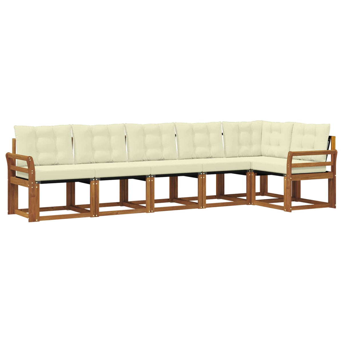 Set vanjskih sofa 6 kom. Prirodna i krem Smeđa 308 x 130,5 x 73 cm