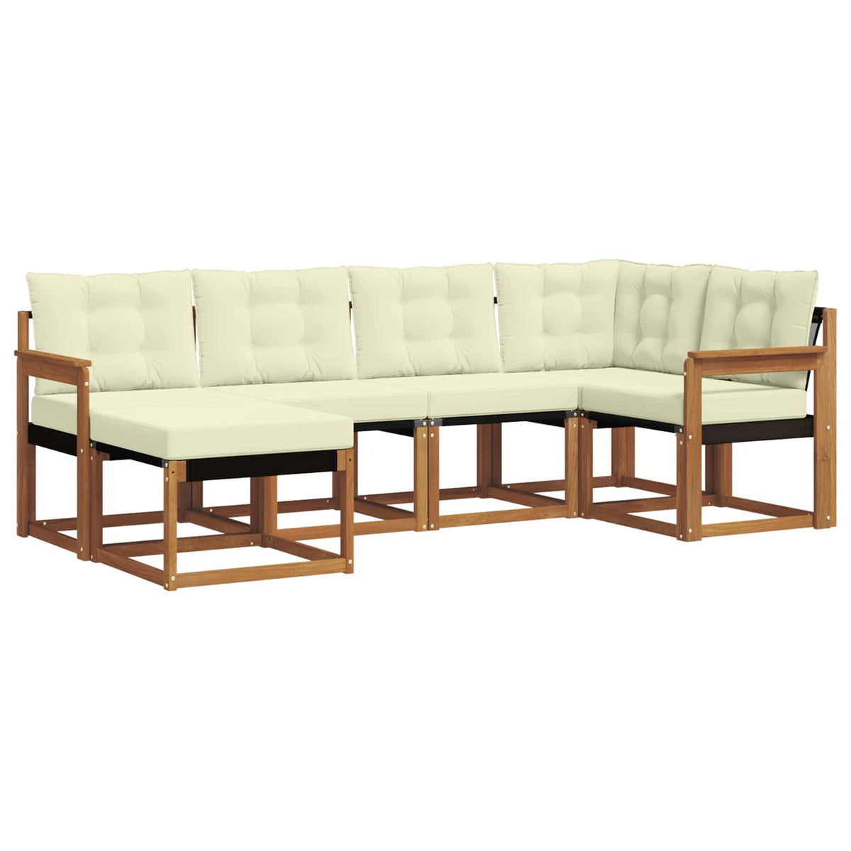 Set vanjskih sofa 6 kom. Prirodna i krem Smeđa 247 x 128,5 x 73 cm